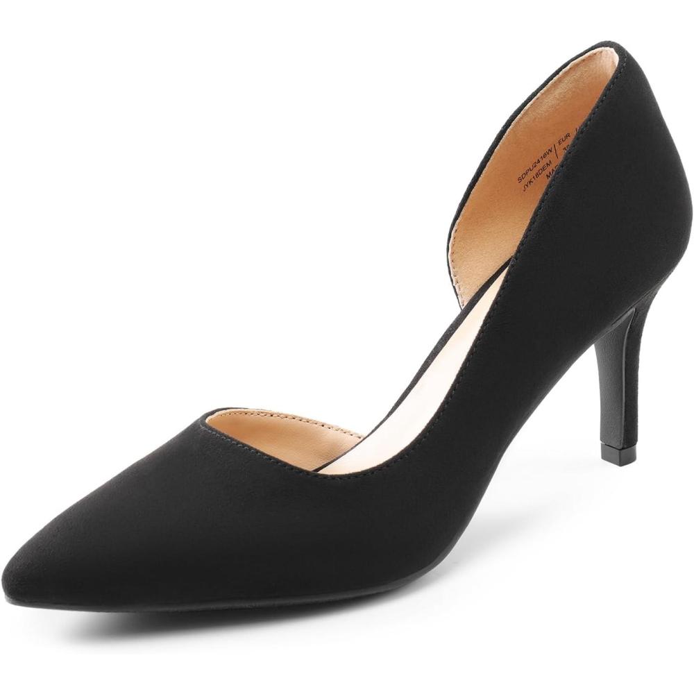 imageDREAM PAIRS Womens Dress High Heels Pumps Closed Pointed Toe Stiletto DOrsay Shoes for Wedding PartyBlacksuede