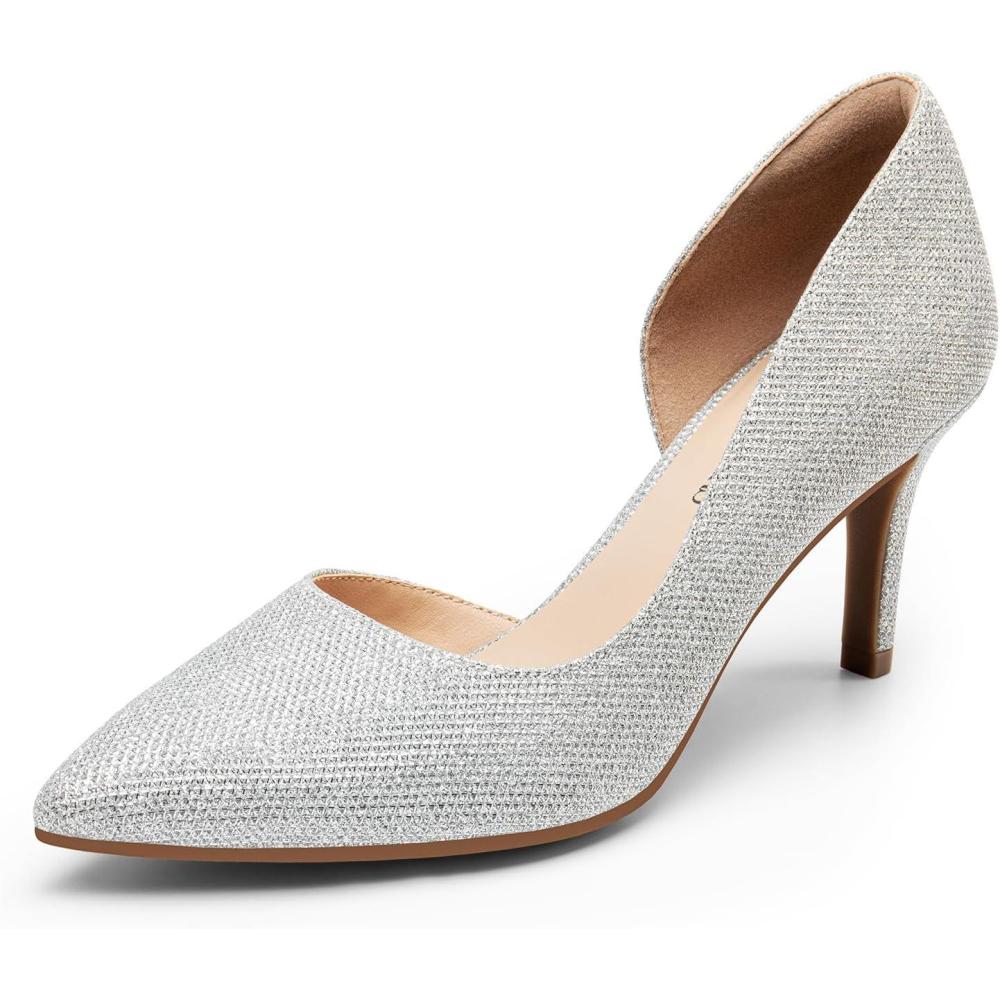 imageDREAM PAIRS Womens Dress High Heels Pumps Closed Pointed Toe Stiletto DOrsay Shoes for Wedding PartySilverglitter
