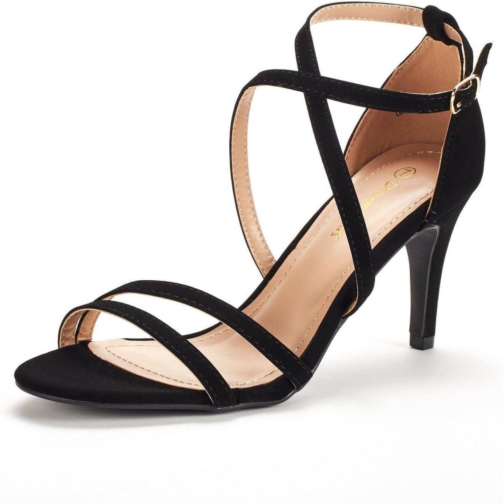 imageDREAM PAIRS Womens Fashion Stilettos Open Toe Pump Heel SandalsBlackNubuck