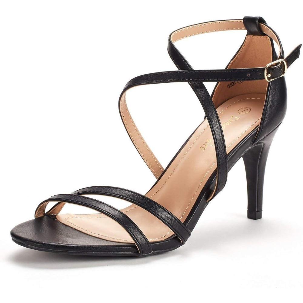 imageDREAM PAIRS Womens Fashion Stilettos Open Toe Pump Heel SandalsBlackPu