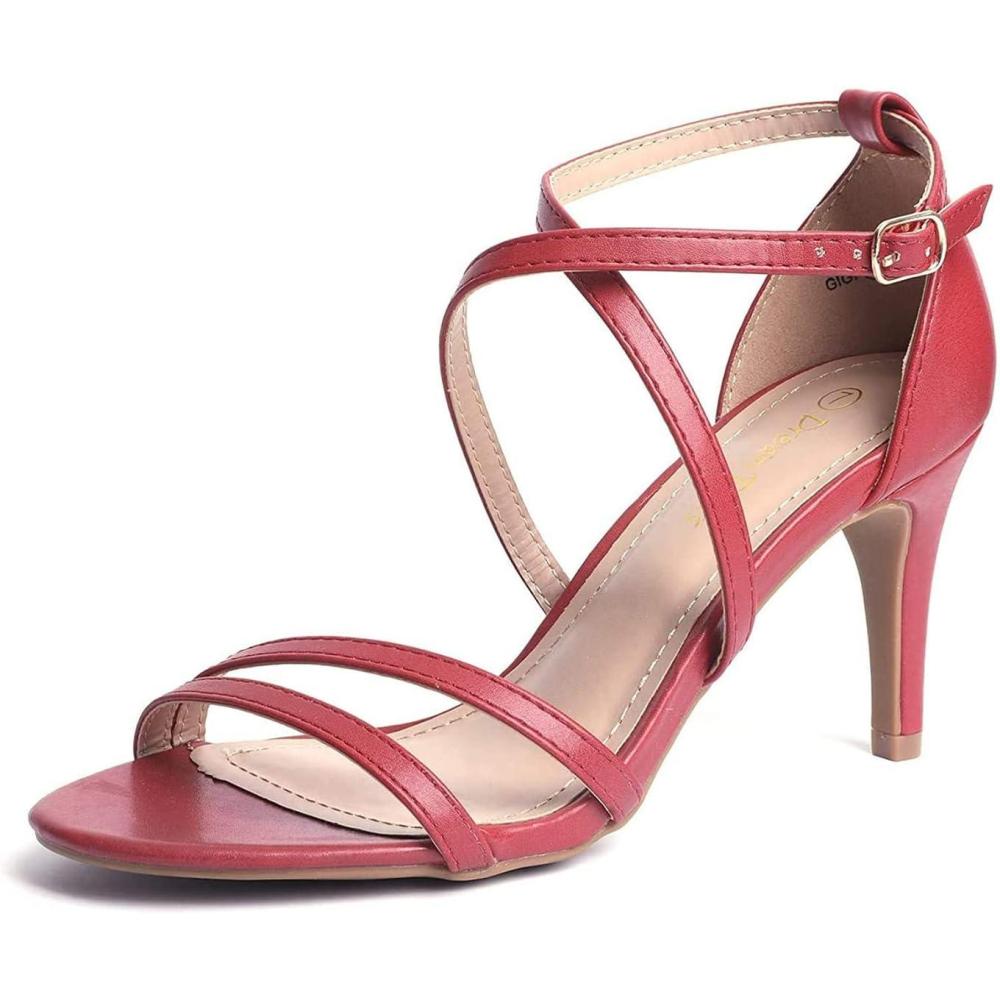 imageDREAM PAIRS Womens Fashion Stilettos Open Toe Pump Heel SandalsRedPu