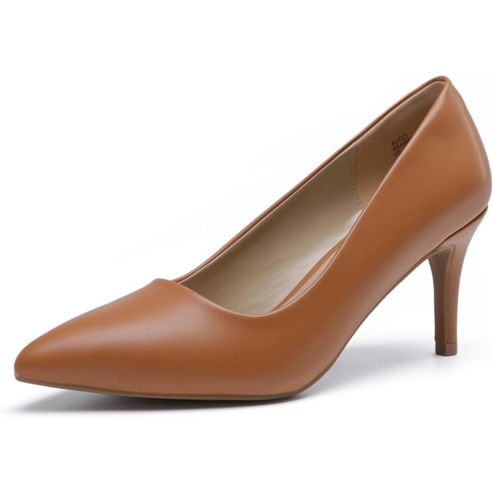 imageDREAM PAIRS Womens High Stiletto Heels Closed Pointed Toe Dress Pumps Shoes for Wedding Work Office Business 3 InchesBrownpu