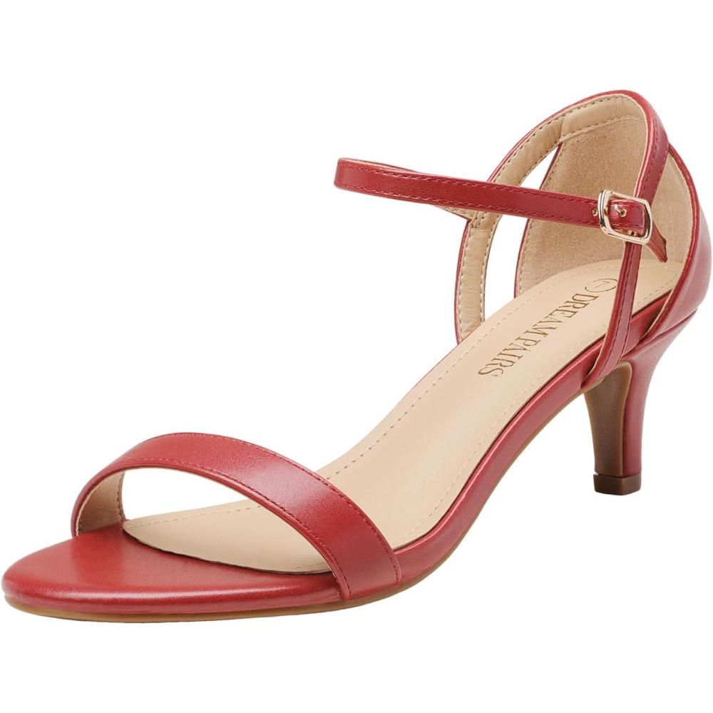 imageDREAM PAIRS Womens Lexii Fashion Stilettos Open Toe Pump Heel SandalsRed Pu