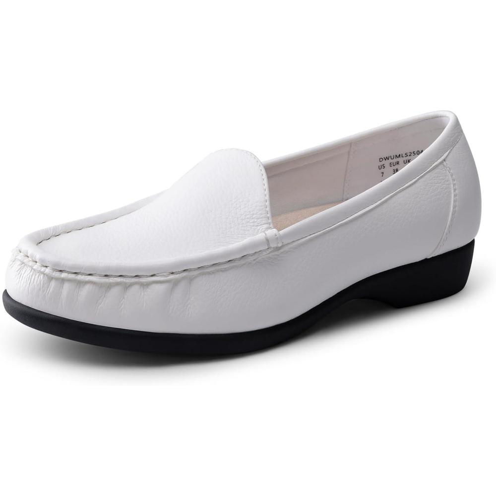 imageDREAM PAIRS Womens Loafers Slip On Casual Comfortable Lightweight Business Work Office Flat Shoes with Arch SupportWhite