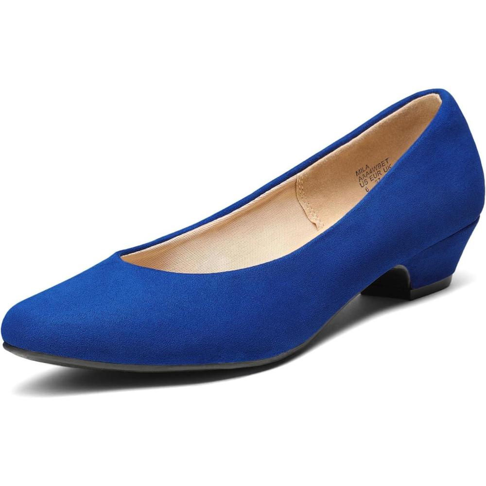 imageDREAM PAIRS Womens Mila Low Chunky Heel Pump ShoesRoyalBlue