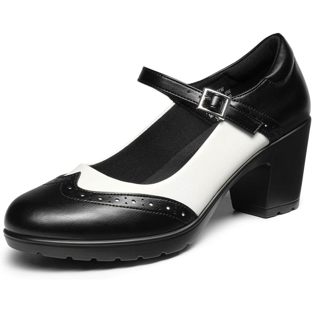 imageDREAM PAIRS Womens Oxfords Mary Jane Dress Shoes Heels for WomenBlackWhitepu