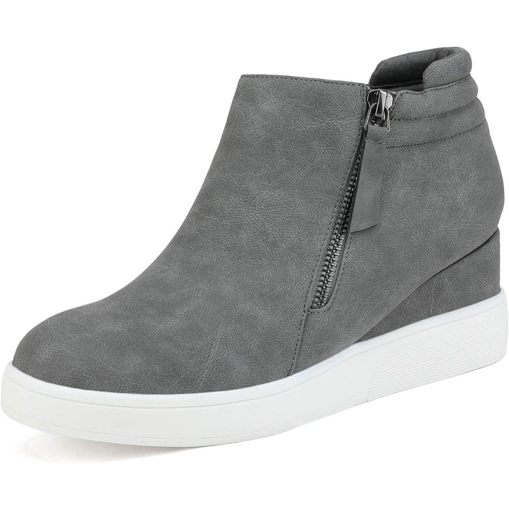 imageDREAM PAIRS Womens Platform Wedge Sneakers Ankle BootiesGrey