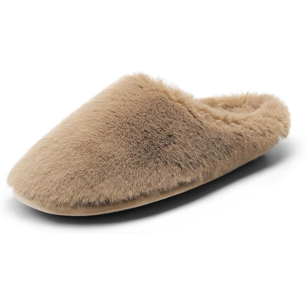 imageDREAM PAIRS Womens Plush Fuzzy Slip on Indoor Outdoor Winter House SlippersCamel