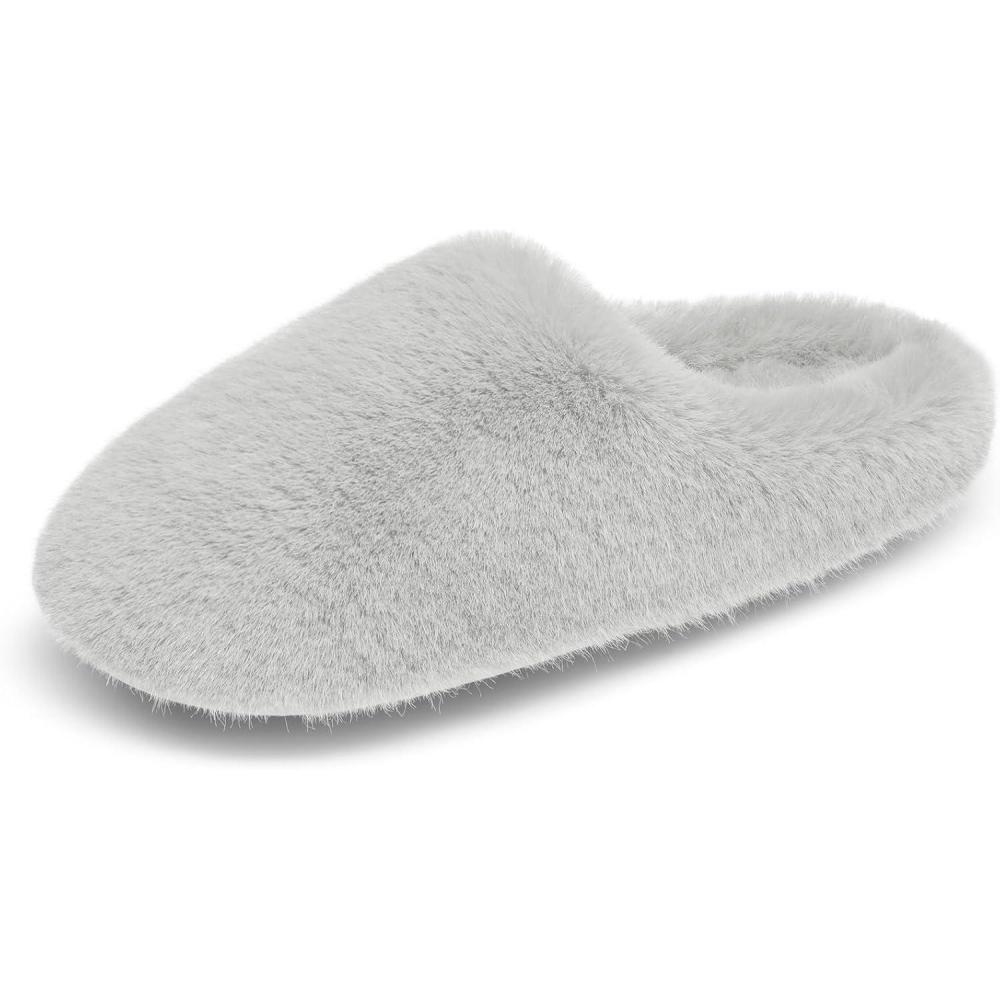 imageDREAM PAIRS Womens Plush Fuzzy Slip on Indoor Outdoor Winter House SlippersGrey