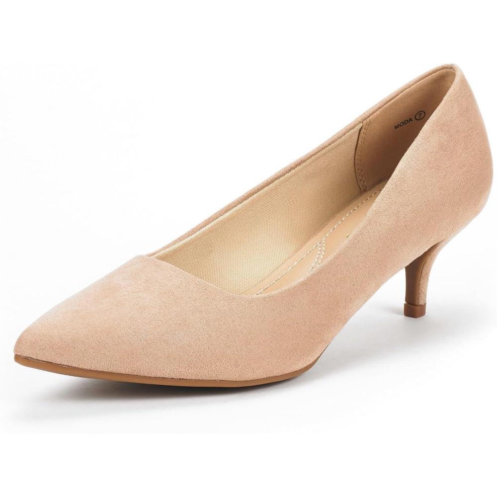 imageDREAM PAIRS Womens Pumps Kitten Heel Pointed Toe Shoes for Women Comfortable Office Work Dress ShoesNudeSuede