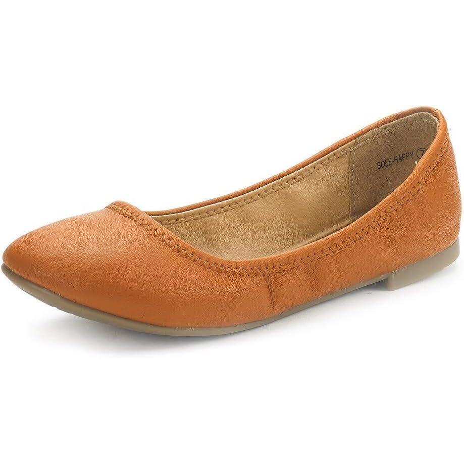 imageDREAM PAIRS Womens SoleHappy Ballerina Walking Flats ShoesTan