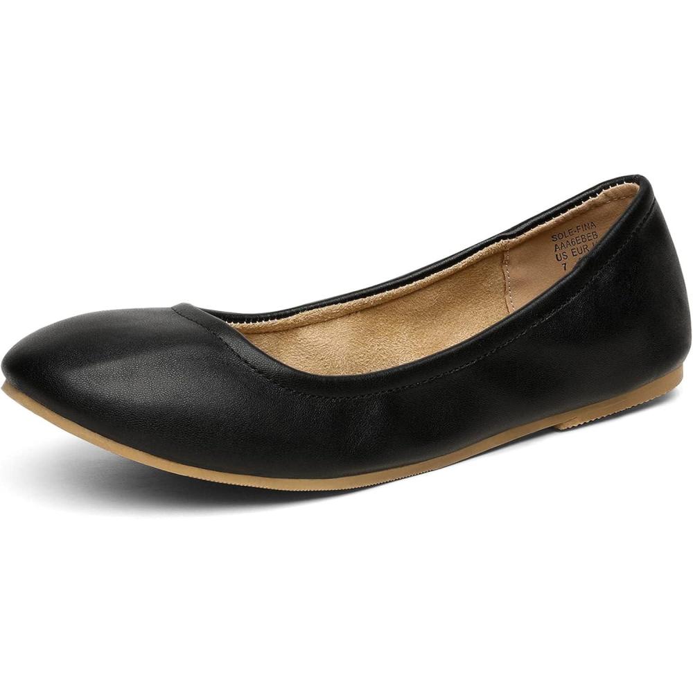 imageDREAM PAIRS Womens Solefina Solid Plain Walking Classic Ballet Flats ShoesBlack