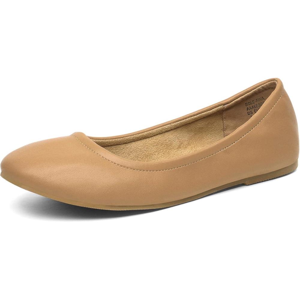 imageDREAM PAIRS Womens Solefina Solid Plain Walking Classic Ballet Flats ShoesNude
