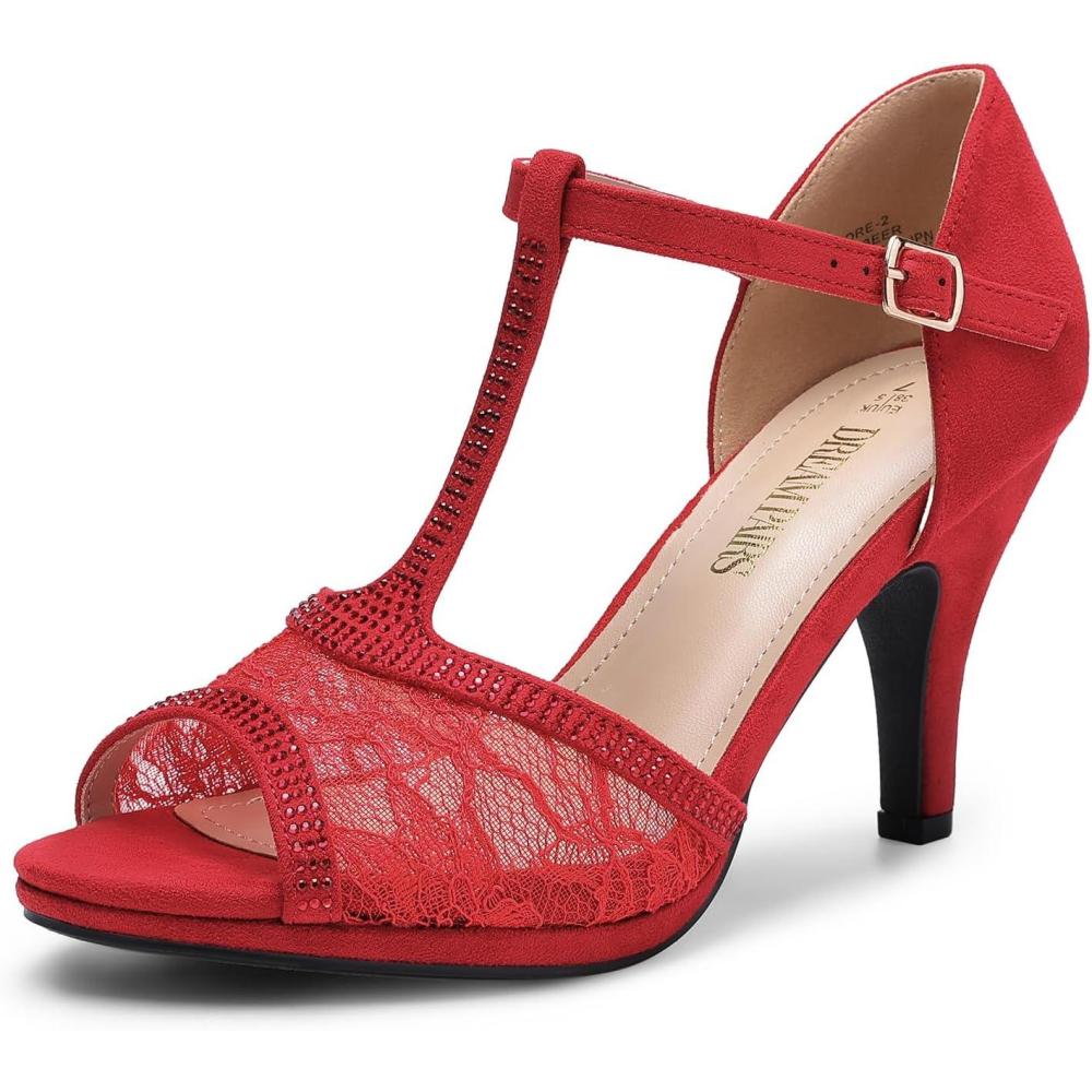 imageDREAM PAIRS Womens Stilettos Open Toe Pump Fashion Kitten Heel SandalsRedsuede