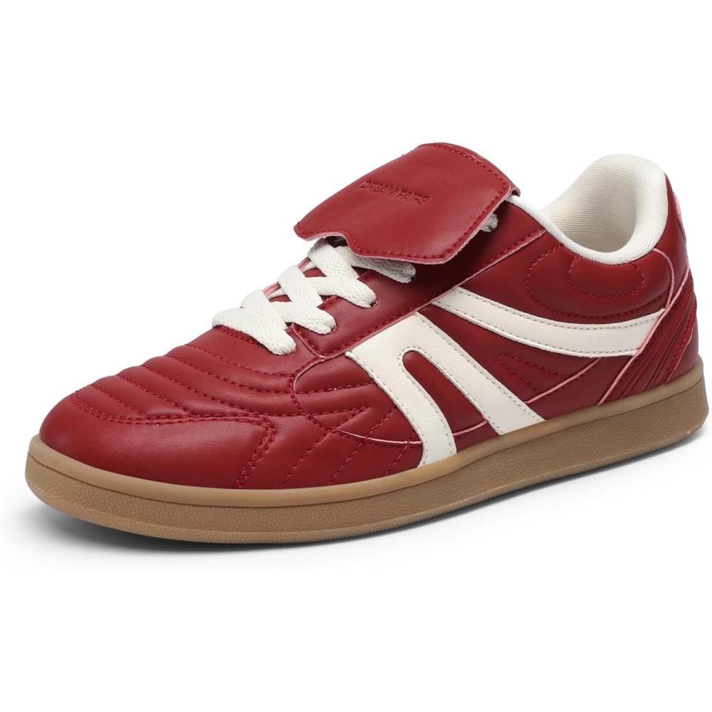 imageDREAM PAIRS Womens Tennis Sneakers Walking Casual LaceUp Footwear Comfortable Trendy FoldOver Design Fashion Sneakers ShoesRed