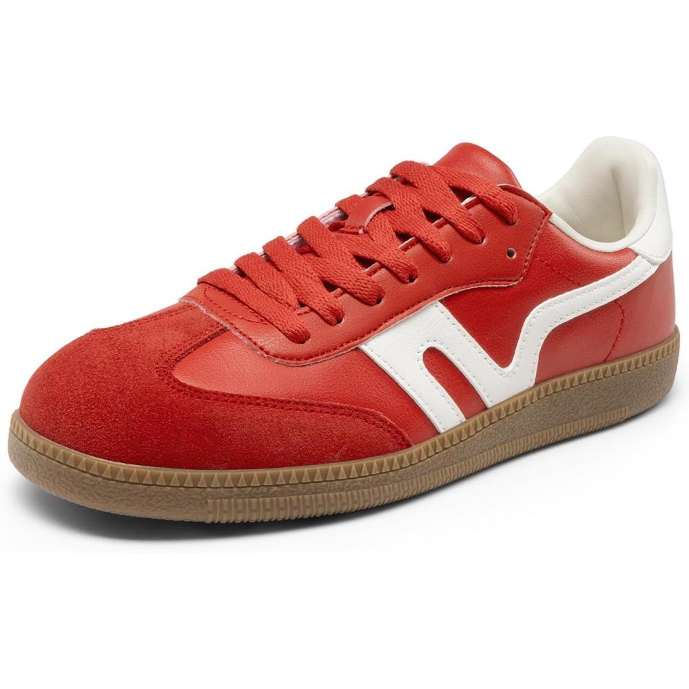 imageDREAM PAIRS Womens Tennis Sneakers Walking Flat LowTop Casual LaceUp Comfortable Nia Fashion Sneakers ShoesRedWhite