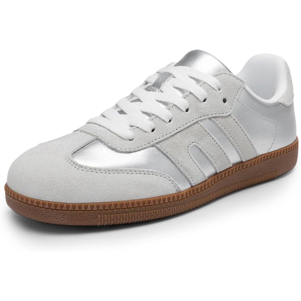 imageDREAM PAIRS Womens Tennis Sneakers Walking Flat LowTop Casual LaceUp Comfortable Nia Fashion Sneakers ShoesSilver Multi