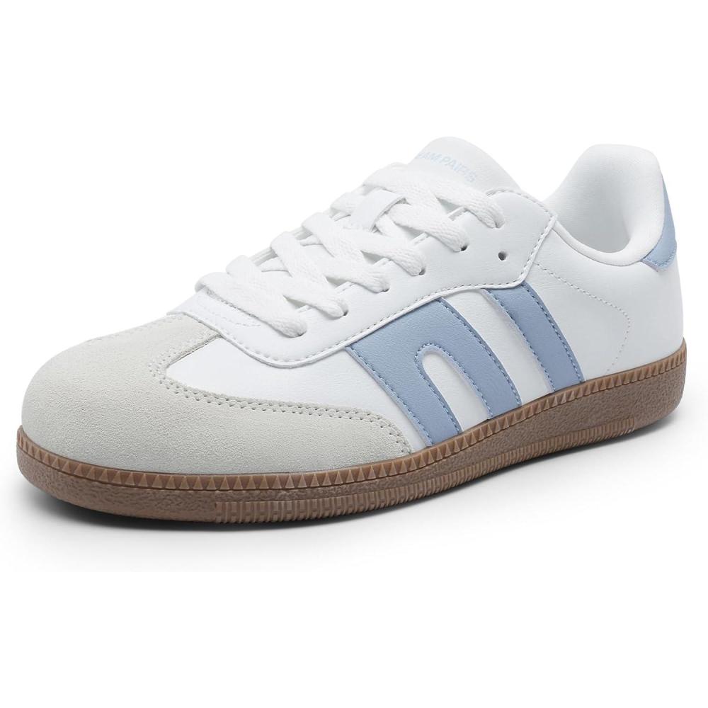 imageDREAM PAIRS Womens Tennis Sneakers Walking Flat LowTop Casual LaceUp Comfortable Nia Fashion Sneakers ShoesWhite Blue