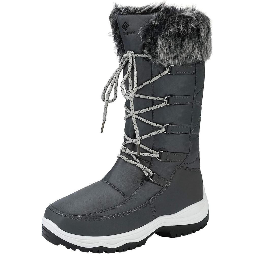 imageDREAM PAIRS Womens Warm Faux Fur Lined MidCalf Winter Snow BootsGrey