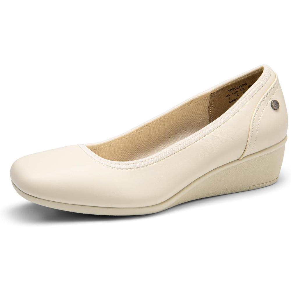 imageDREAM PAIRS Womens Wedge Shoes Closed Toe Low Heel Pumps Comfotable Dress ShoesBeigepu