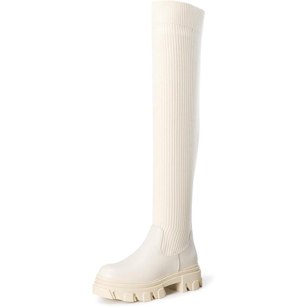 imageDREAM PAIRS womens Over the Knee PlatformBeige