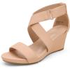 imageDREAM PAIRS Womens Ankle Strap Wedge Sandals Comfortable Open Toe Summer Dress ShoesNudeNubuck