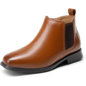 DREAM PAIRS Boys Chelsea Boots Side Zipper Classic Dress Boots for Kids(Camel)