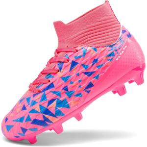 DREAM PAIRS Boys Football Cleats Youth High Top Firm Ground Soccer Shoes for Little/Big Kids(Hot Pink/Royal Blue)
