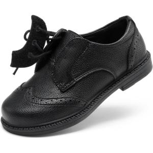 DREAM PAIRS Boys Girls Dress Shoes Kids School Uniform Formal Casual Oxfords for Toddler Little Kid(Black)