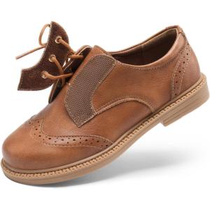 DREAM PAIRS Boys Girls Dress Shoes Kids School Uniform Formal Casual Oxfords for Toddler Little Kid(Brown)