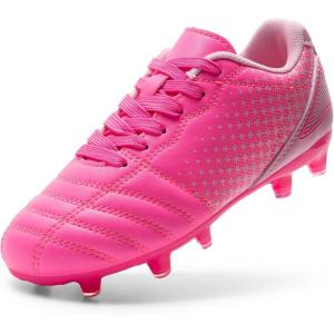DREAM PAIRS Boys Girls Outdoor Sport Football Shoes Soccer Cleats for Little/Big Kid(Hot Pink)