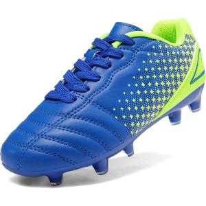 DREAM PAIRS Boys Girls Outdoor Sport Football Shoes Soccer Cleats for Little/Big Kid(Royal/Blue/Neon/Green)