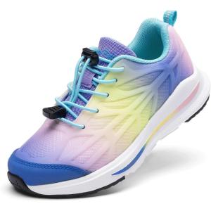 DREAM PAIRS Boys Girls Running Shoes Kids Athletic Lightweight Breathable Gym School Shoes(Rainbow)