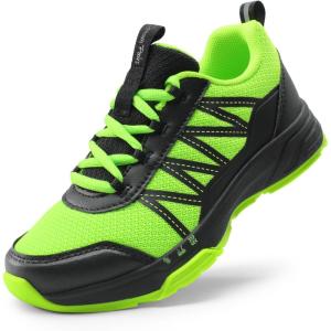 DREAM PAIRS Boys Girls Shoes Kids DuraPlay Tennis Footwear Non Slip Athletic Running Walking Lightweight Lace Up Sneakers for Little/Big Kid(Neon Green/Black)