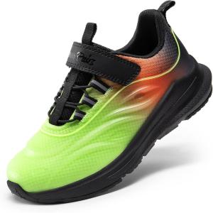 DREAM PAIRS Boys Girls Shoes Kids DuraPlay Tennis Running Athletic Protective Walking Sneakers for Little/Big Kid(Neon Green/Orange/Black)