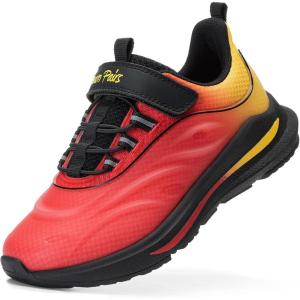 DREAM PAIRS Boys Girls Shoes Kids DuraPlay Tennis Running Athletic Protective Walking Sneakers for Little/Big Kid(Red/Orange)