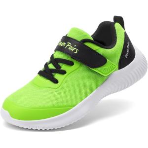 DREAM PAIRS Boys Girls Shoes Kids Tennis EZ-Ons BreezeRunners Running Sneakers(Neon Green)