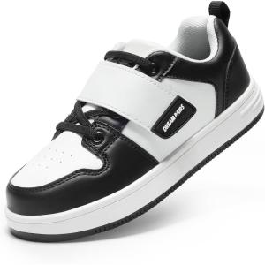 DREAM PAIRS Boys Girls Sneaker Low Top Basketball Shoes Kids LilLegends AlleyBall Walking Shoes for Sport Outdoor School(Black/White)