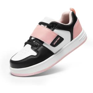 DREAM PAIRS Boys Girls Sneaker Low Top Basketball Shoes Kids LilLegends AlleyBall Walking Shoes for Sport Outdoor School(Black/White/Pink)