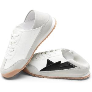 DREAM PAIRS Boys Girls Sneakers Foldable Back Retro Classic Casual Tennis Lightweight Breathable Walking Shoes for Little/Big Kid(White/Black)