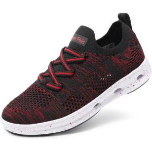 DREAM PAIRS Boys Girls Sneakers Kids Slip-on Quick Dry Lightweight Aqua Water Shoes(Black/Red)