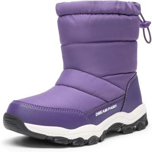 DREAM PAIRS Boys Girls Snow Boots Lightweight Slip Resistant Mid Calf Winter Shoes for Little/Big Kid(Purple)
