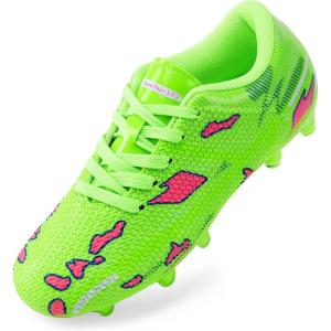 DREAM PAIRS Boys Girls Soccer Cleats Kids Football Shoes for Little/Big Kid(Neon Green)