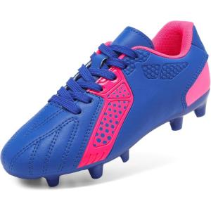 DREAM PAIRS Boys Girls Soccer Cleats Youth Firm Groud Classic Lightweight Football Shoes for Little/Big Kid(Royal/Blue/Fuchsia)