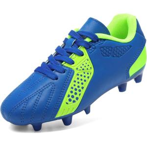 DREAM PAIRS Boys Girls Soccer Cleats Youth Firm Groud Classic Lightweight Football Shoes for Little/Big Kid(Royal/Blue/Neon/Green)