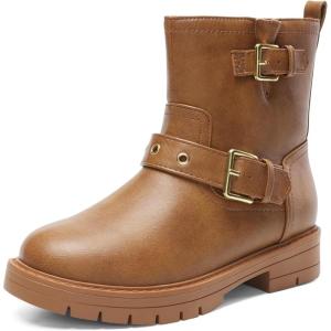 DREAM PAIRS Girls Ankle Boots Waterproof Side Zipper Booties for Little Kid/Big Kid(Camel)