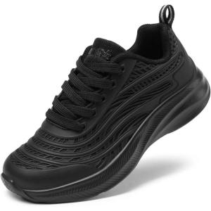 DREAM PAIRS Girls Boys Shoes Kids Lace up Tennis Sparkle Glitter Athletic Running Sneakers(All Black)