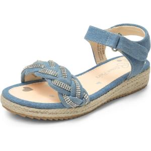 DREAM PAIRS Girls Espadrille Flatform Platform Wedge Open Toe Summer Sandals for Little Kid, Big Kid, Casual, Vacation or Formal Use(Denim Blue)