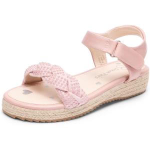 DREAM PAIRS Girls Espadrille Flatform Platform Wedge Open Toe Summer Sandals for Little Kid, Big Kid, Casual, Vacation or Formal Use(Pink-suede)