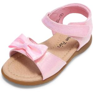 DREAM PAIRS Girls Sandals Fashion Bow Summer Shoes for Toddler/Little Kid(Pink-glitter)